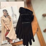 دستکش ساتنی مچ خز