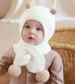 کلاه و شالگردن بوکله دکمه ای بچگانه - Image 3