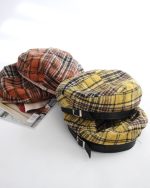 برت چهارخونه لبه چرمي