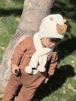 کلاه و شالگردن میکس دکمه ای بچگانه - Image 8