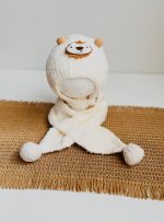 کلاه و شالگردن میکس دکمه ای بچگانه - Image 4