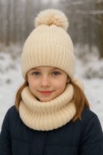 کلاه و شال رینگی پوم دار (میان سایز) - Image 6