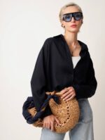 کیف رافیا دسته چرمی - Image 5